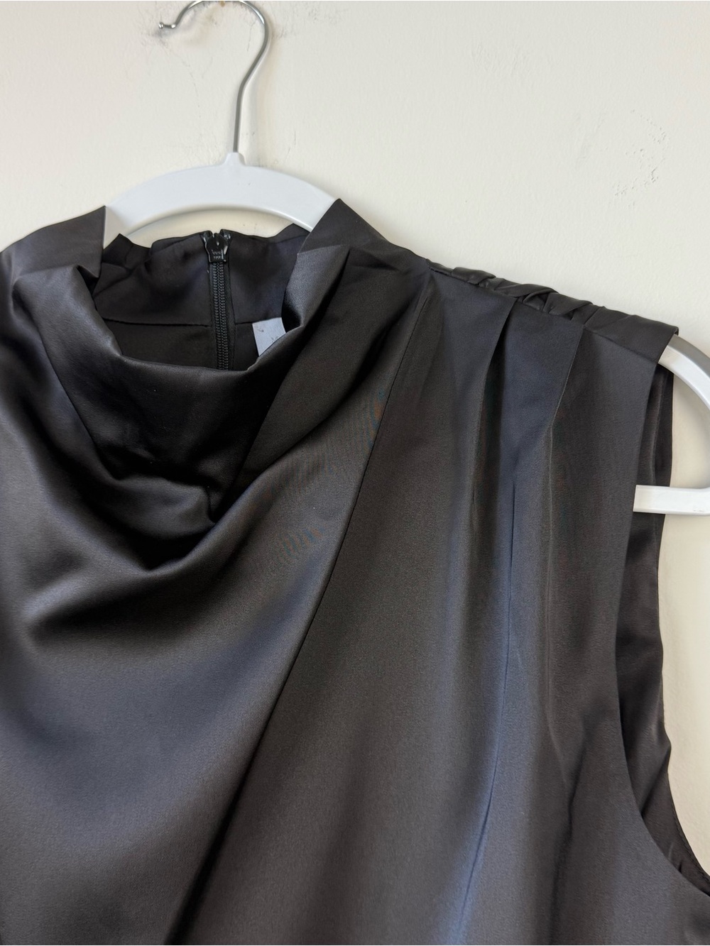 Modern Citizen Allegra Gathered-Neck Sleeveless Satin Blouse in Black - Picture 5 of 8